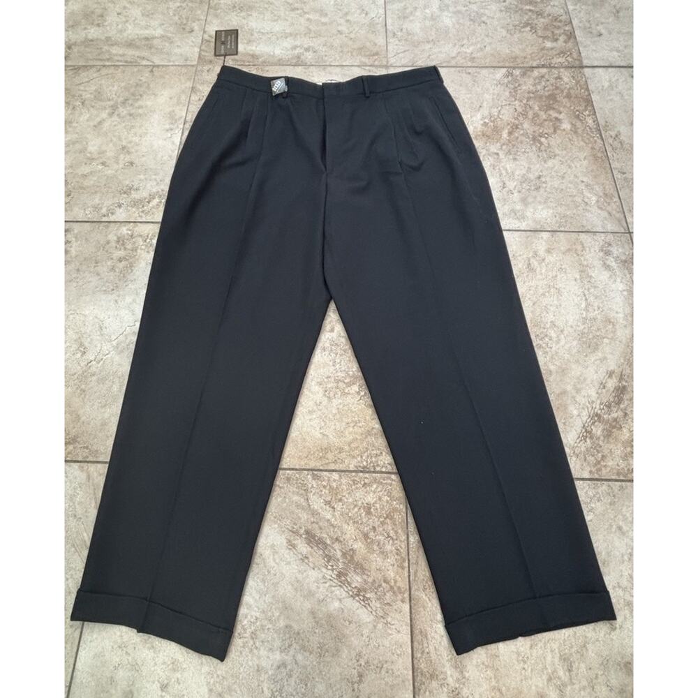 John Henry Black Dress Pants 42x30 Mens Pleated Front NWT